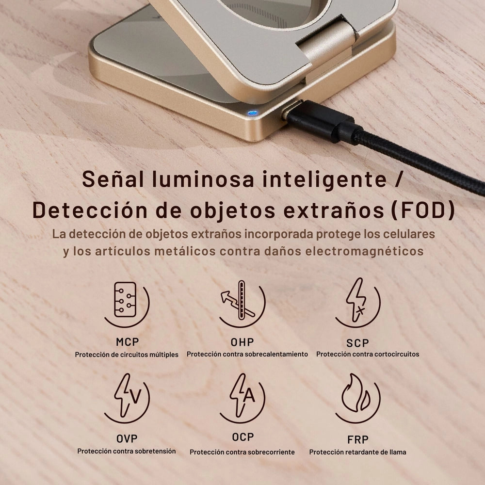 Base de Carga Inalámbrica Adam Elements Mag 3 Pro Qi2 Plegable 3 en 1 - Gris