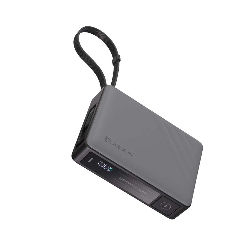 Batería magnética Adam Elements GRAVITY - 10,000mAh 30W con cable USB-C integrado  - Gris