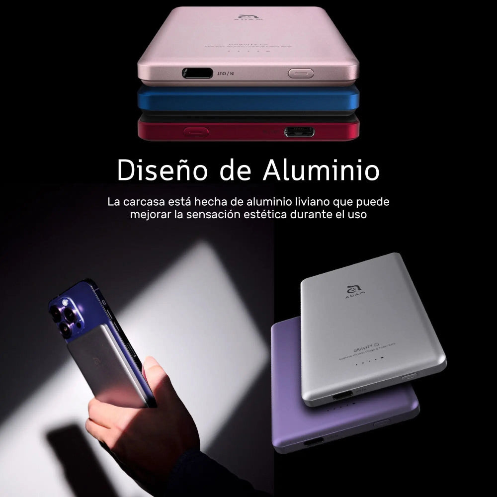 Batería Portátil con Cargador Magnético Adam Elements GRAVITY C5 - 5000mAh - Rosa