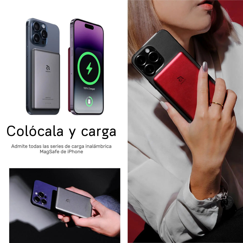 Batería Portátil con Cargador Magnético Adam Elements GRAVITY C5 - 5000mAh - Rosa