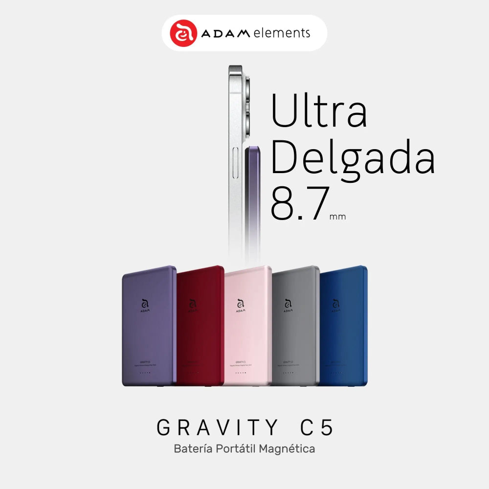 Batería Portátil con Cargador Magnético Adam Elements GRAVITY C5 - 5000mAh - Rosa
