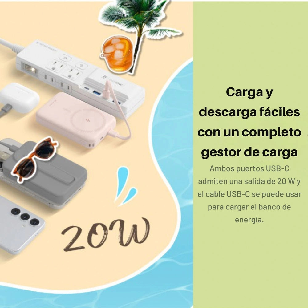 Batería portátil Adam Elements VIONTA C2 Pro, 8 en 1 de 10,000mAh - Rosa