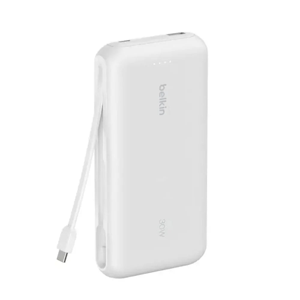 Batería Belkin 20000 mAh 30W con Cable USB-C a USB-C - Blanco