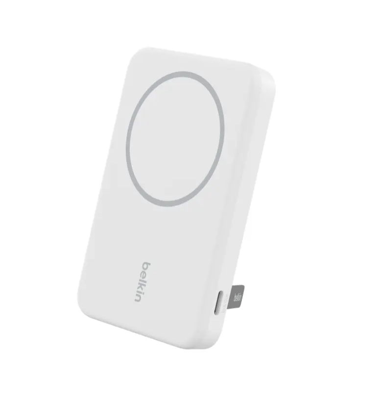 Batería magnética Belkin - 5,000 mAh Qi2 15W  + Soporte - Blanca