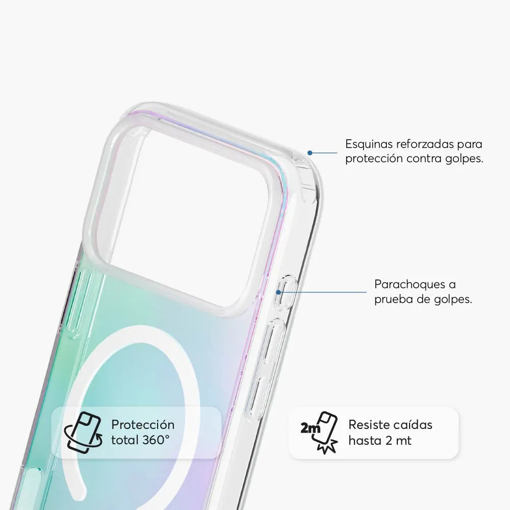 Case NCO SafeCase Clear con MagSafe para iPhone 17 Pro Max - Arcoiris