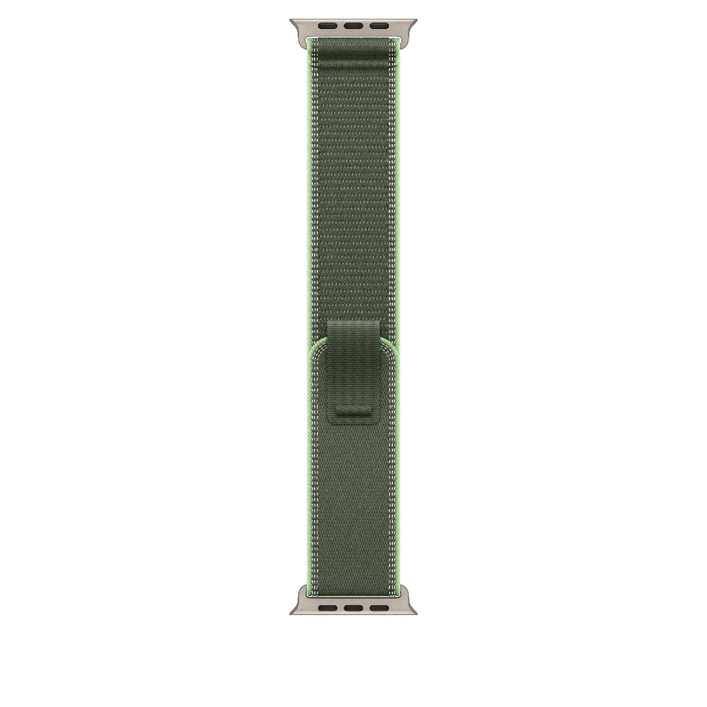 Correa Trail verde/neón para caja de 49 mm – M/L – Acabado de titanio natural