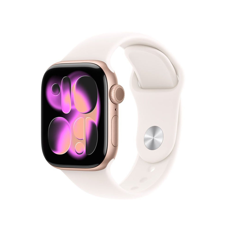 Apple Watch Series 11 GPS • Caja de aluminio color oro rosa de 42 mm • Correa deportiva rosa rubor – S/M
