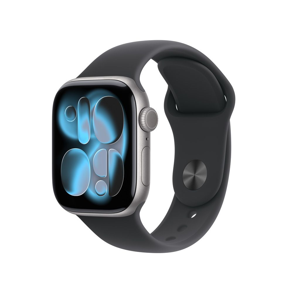 Apple Watch Series 11 GPS • Caja de aluminio gris espacial de 42 mm • Correa deportiva negra – M/L