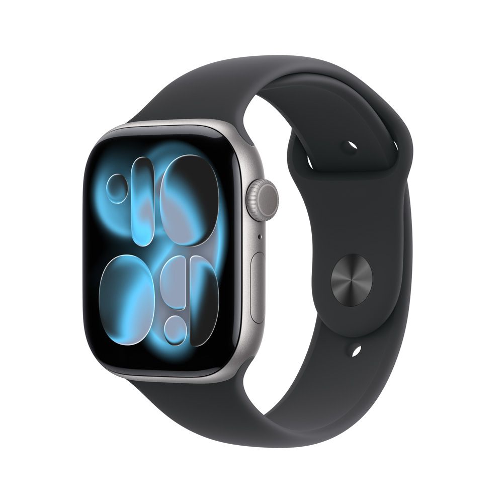 Apple Watch Series 11 GPS • Caja de aluminio gris espacial de 46 mm • Correa deportiva negra – M/L