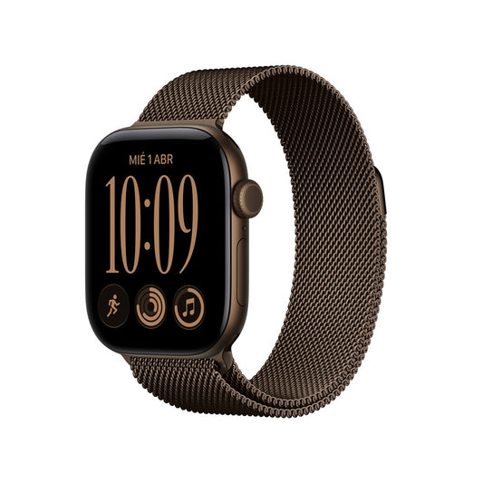 Apple_Watch_Series_12_GPS_caja_de_aluminio_color_bronce_oscuro_de_42_mm_correa_estilo_milanes_color_bronce_oscuro_Imagen_posicion_1_iShop_Peru