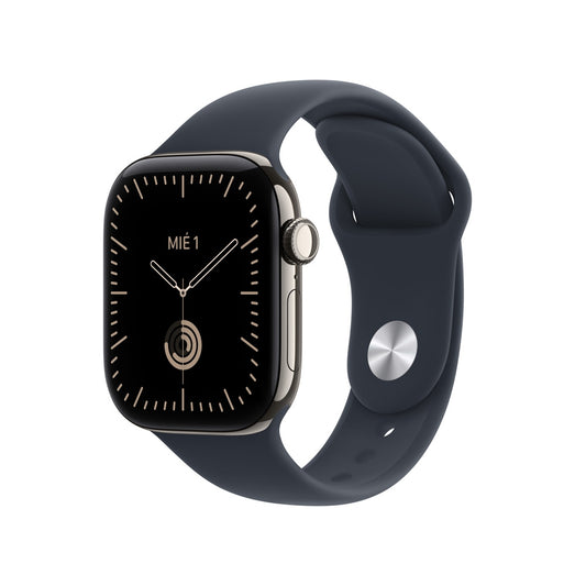 Apple_Watch_Series_12_GPS_Cellular_caja_de_titanio_natural_de_42_mm_correa_deportiva_azul_marino_S_M_Imagen_posicion_1_iShop_Peru