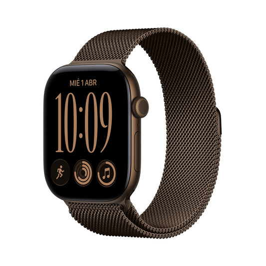 Apple_Watch_Series_12_GPS_Cellular_caja_de_aluminio_color_bronce_oscuro_de_46_mm_correa_estilo_milanes_color_bronce_oscuro_S_M_Imagen_posicion_1_iShop_Peru