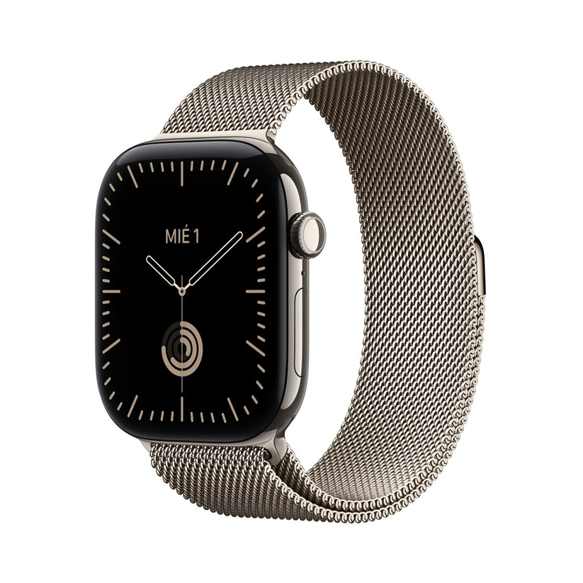 Apple_Watch_Series_12_GPS_Cellular_caja_de_titanio_natural_de_46_mm_correa_estilo_milanes_color_natural_S_M_Imagen_posicion_1_iShop_Peru