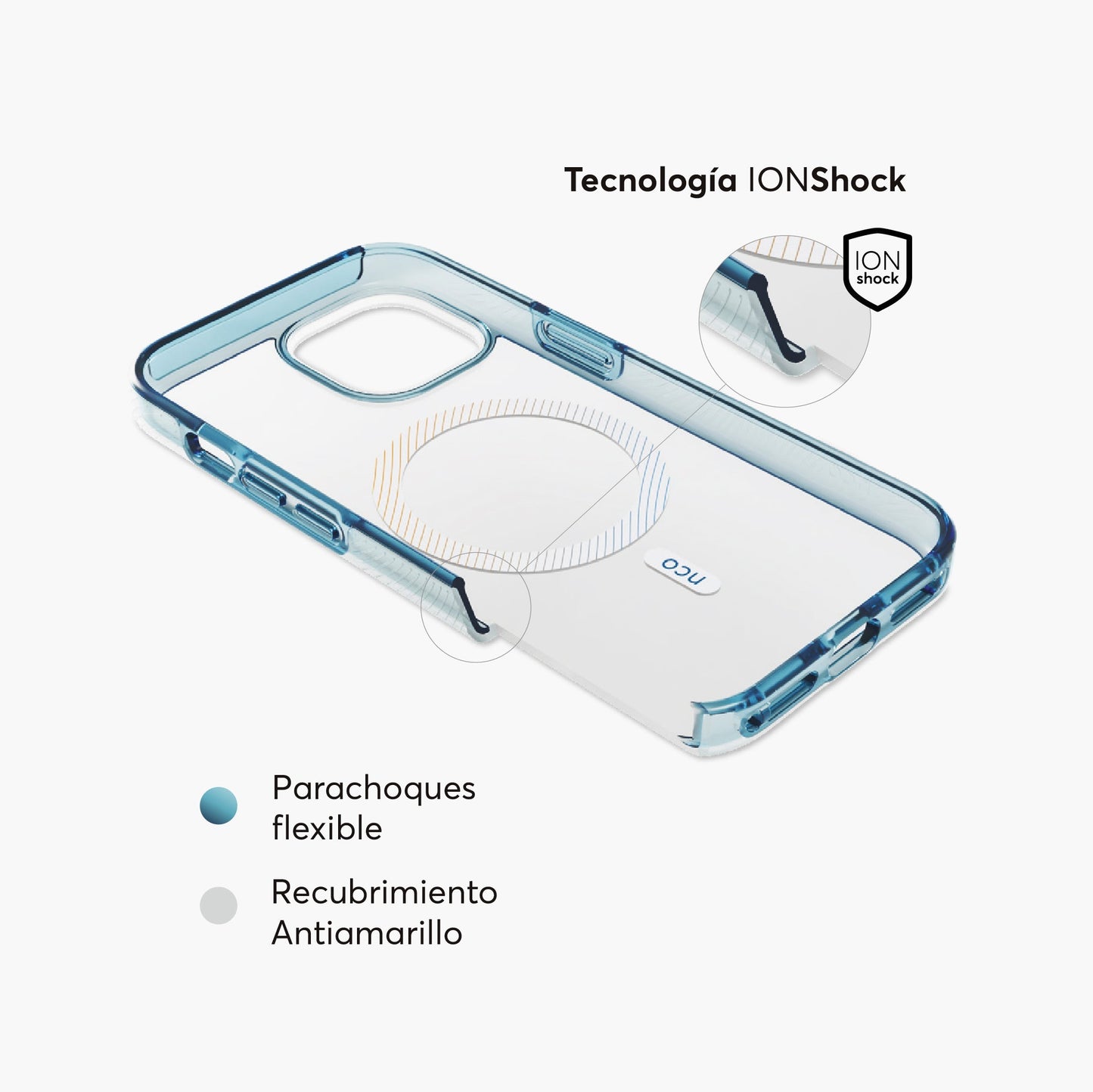 Case NCO SafeCase Force para iPhone 15 con MagSafe - Transparente