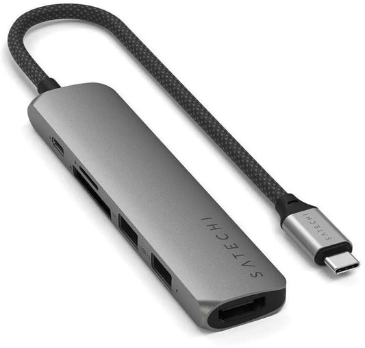 Adaptador Multipuerto Satechi Slim 6 en 1 USB-C - Gris espacial