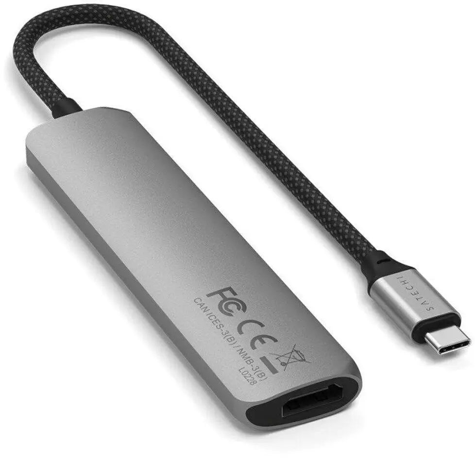 Adaptador Multipuerto Satechi Slim 6 en 1 USB-C - Gris espacial