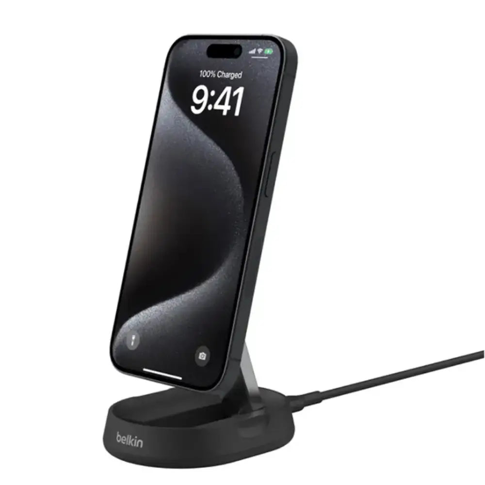 Soporte de carga inalámbrica magnetica convertible Belkin para iPhone con Qi2 15W - Negro