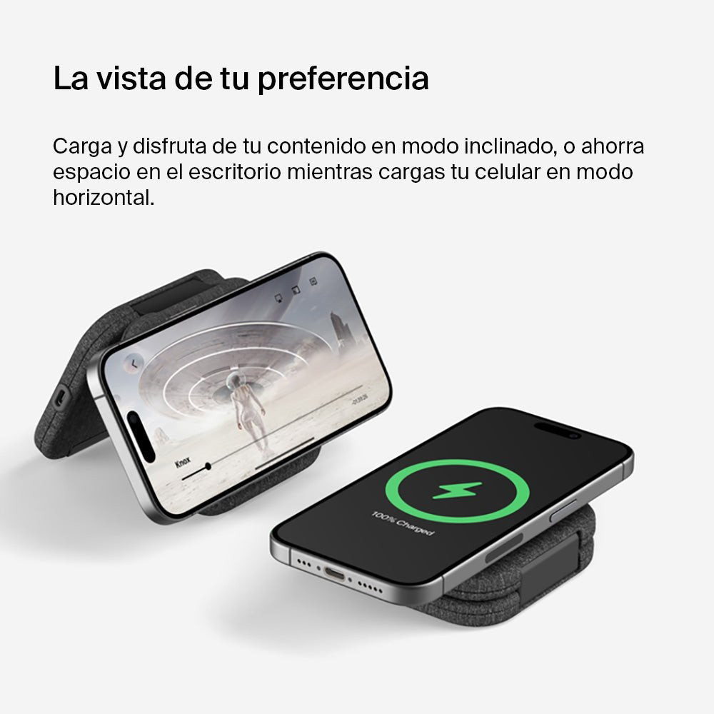 Cargador de Viaje Belkin 2 en 1 Qi2 de 15W - Gris