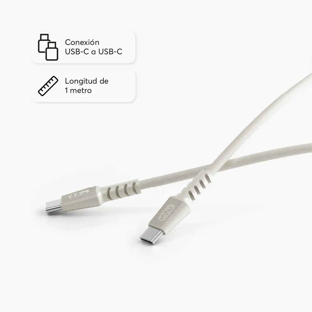 Cable Trenzado NCO PowerLite 1m USB-C a USB-C - Blanco Estrella