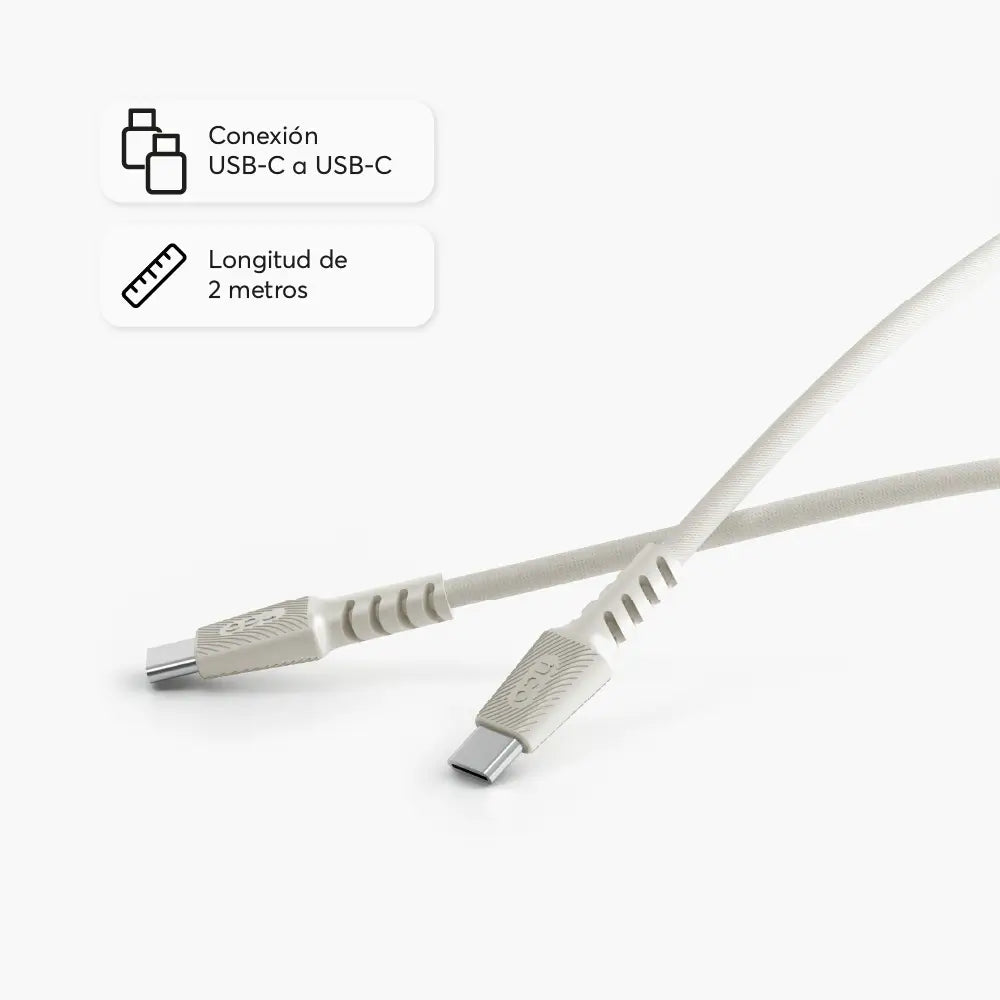 Cable Trenzado NCO PowerLite 2m USB-C a USB-C - Blanco Estrella