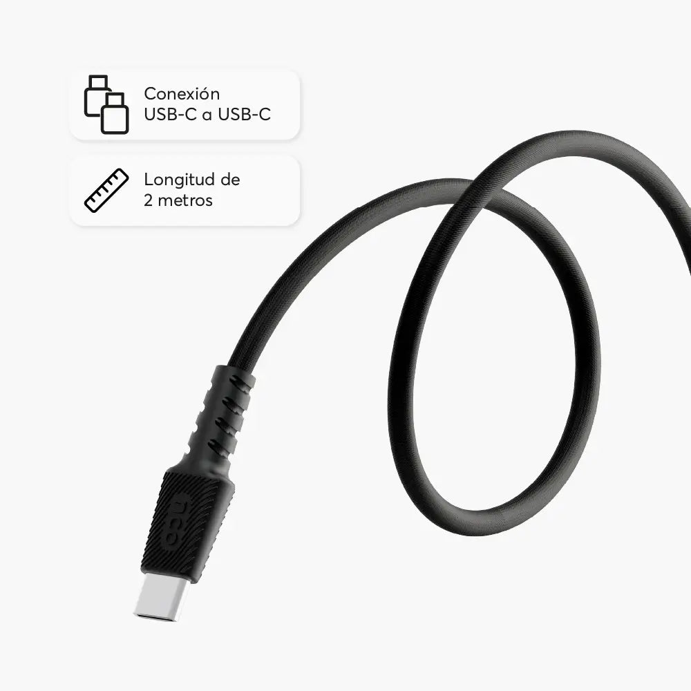 Cable Magnetico NCO PowerForce 2m USB-C a USB-C - Negro