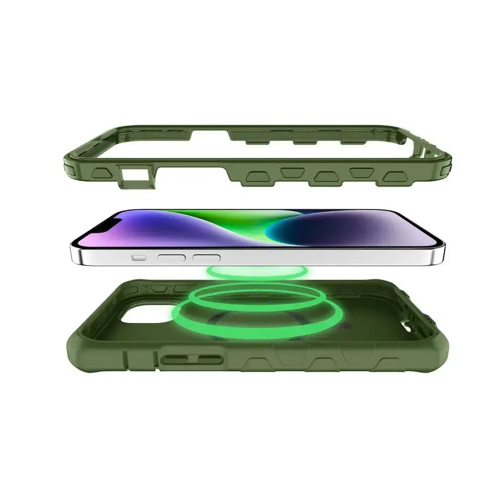 ItSkins Funda Vault R Solid con MagSafe para iPhone 13/14 - Verde Oliva