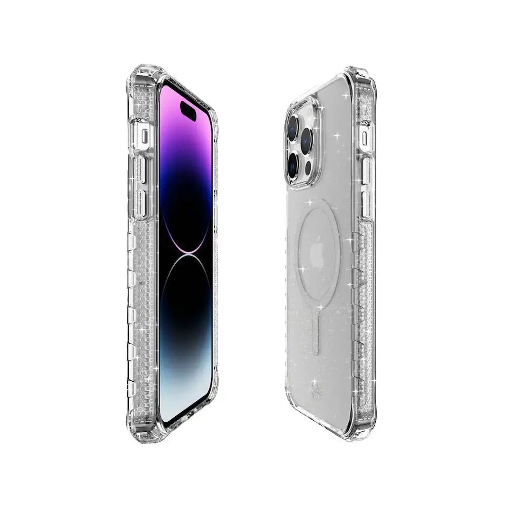 ItSkins Funda Supreme R Spark con MagSafe para iPhone 14 Pro - Transparente con Brillos