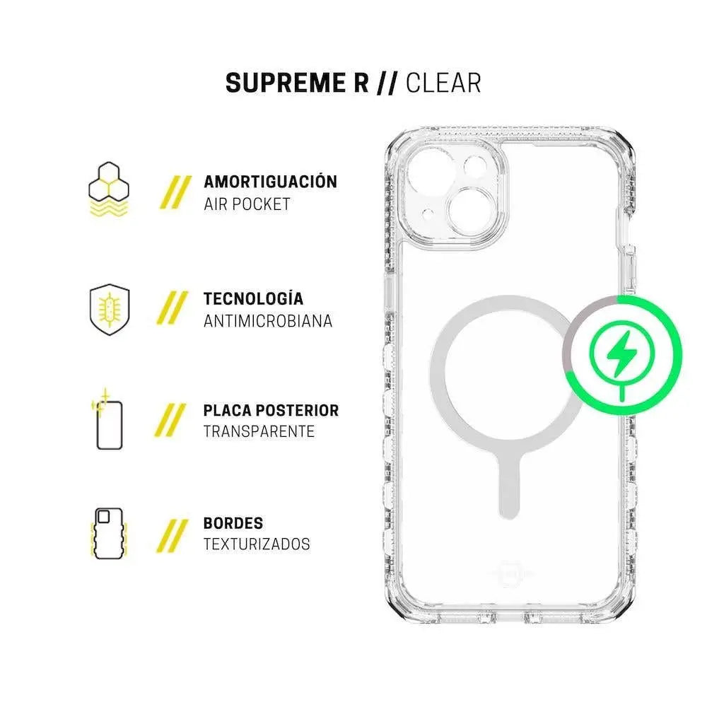 ItSkins Case Supreme R Clear con MagSafe para iPhone 15/14 - Transparente