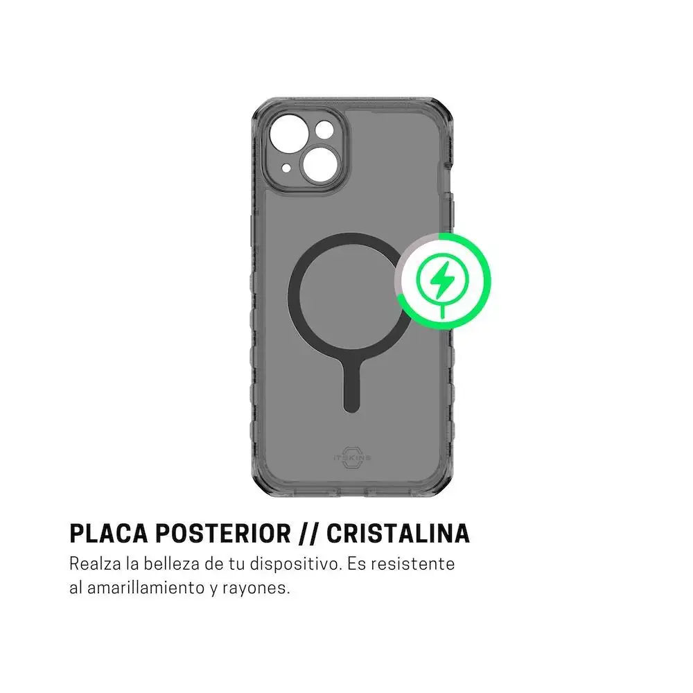 Case Itskins Supreme R Clear para iPhone 15 Plus con Magsafe - Grafito