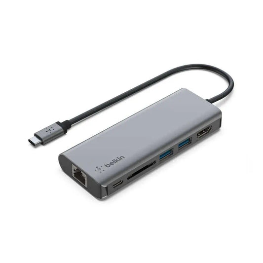 Adaptador Belkin USB-C Multimedia Hub 100W - Gris Espacial