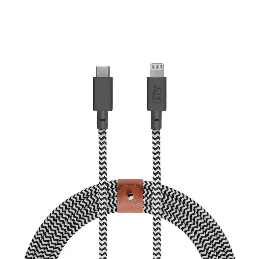 Cable de Trenazado Native Union USB-C a Lightning reforzado de 3m - Cebra