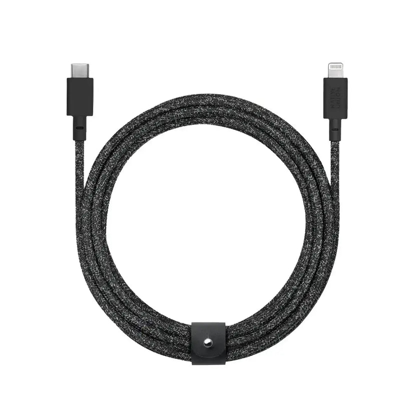 Cable lightning Native Union trenzado con correa 3m - Negro