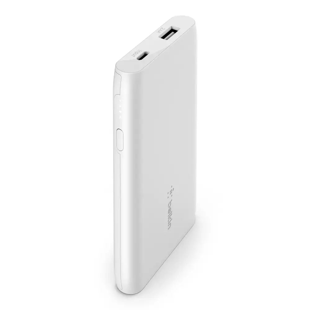 Batería Externa Belkin de 5000 mAh en 12W, USB-C Entrada, USB-A Salida - Blanco