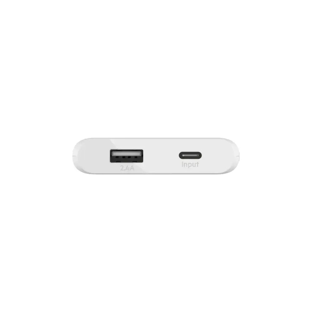 Batería Externa Belkin de 5000 mAh en 12W, USB-C Entrada, USB-A Salida - Blanco