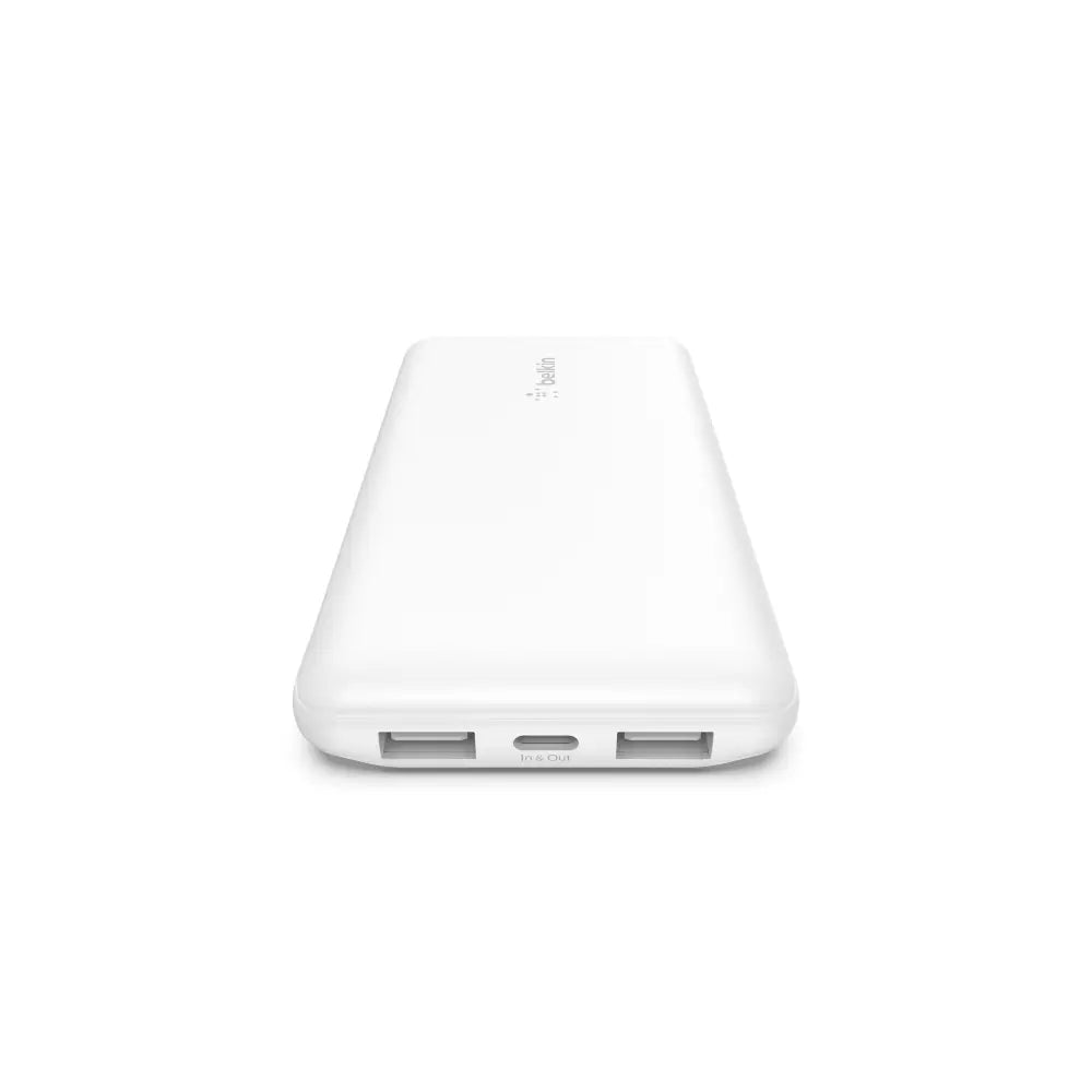 Batería Externa Belkin de 10000 mAh en 15W, USB-C y Dos USB-A - Blanco