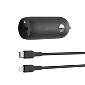 Adaptador de carga para Auto Belkin 30W USB-C + Cable USB-C a Lightning - Negro