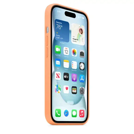 Case de Silicona Apple para iPhone 15 con MagSafe -Naranja Sorbete