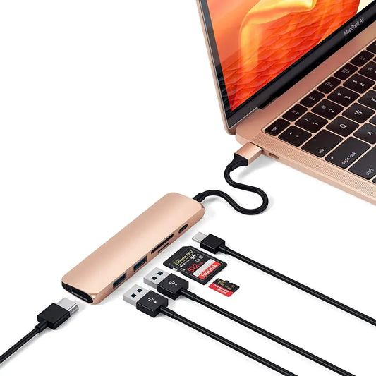 Adaptador Satechi Tipo-C Slim Multimedia V2 - Oro