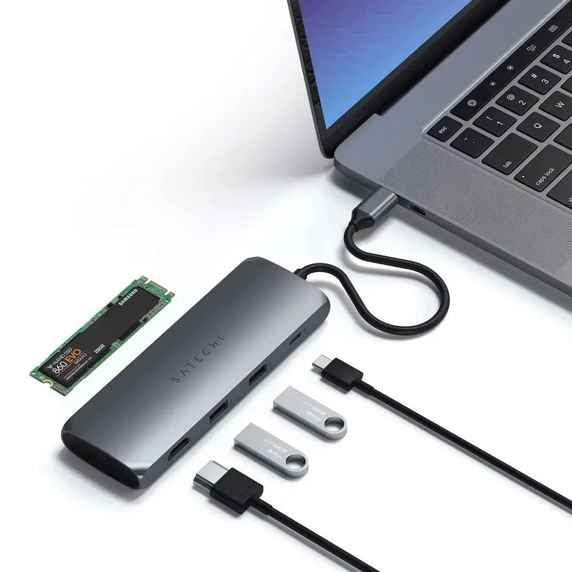 Adaptador Multipuerto Satechi Híbrido USB-C - Gris Espacial