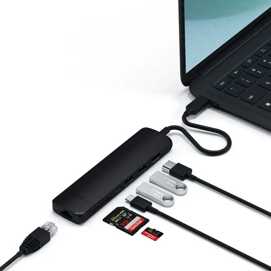 Adaptador Slim Satechi Usb-C Ethernet HDMI 2Usb-A - Negro