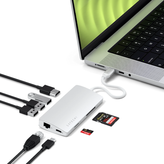 Adaptador Multipuerto Tipo C 4K Ethernet V2 - Plata