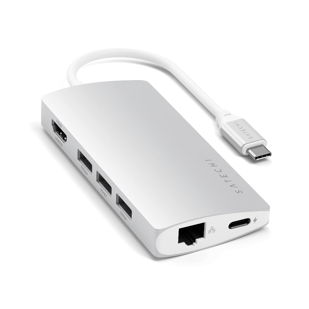 Adaptador Multipuerto Tipo C 4K Ethernet V2 - Plata
