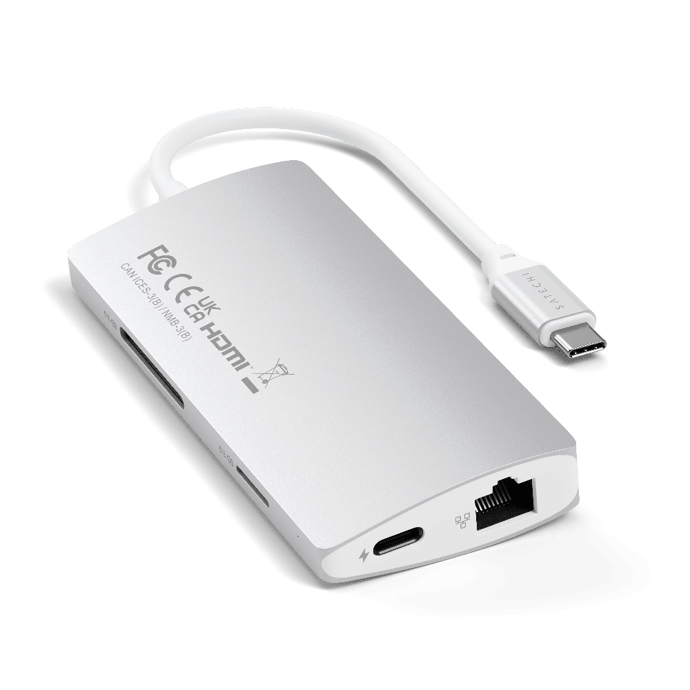 Adaptador Multipuerto Tipo C 4K Ethernet V2 - Plata