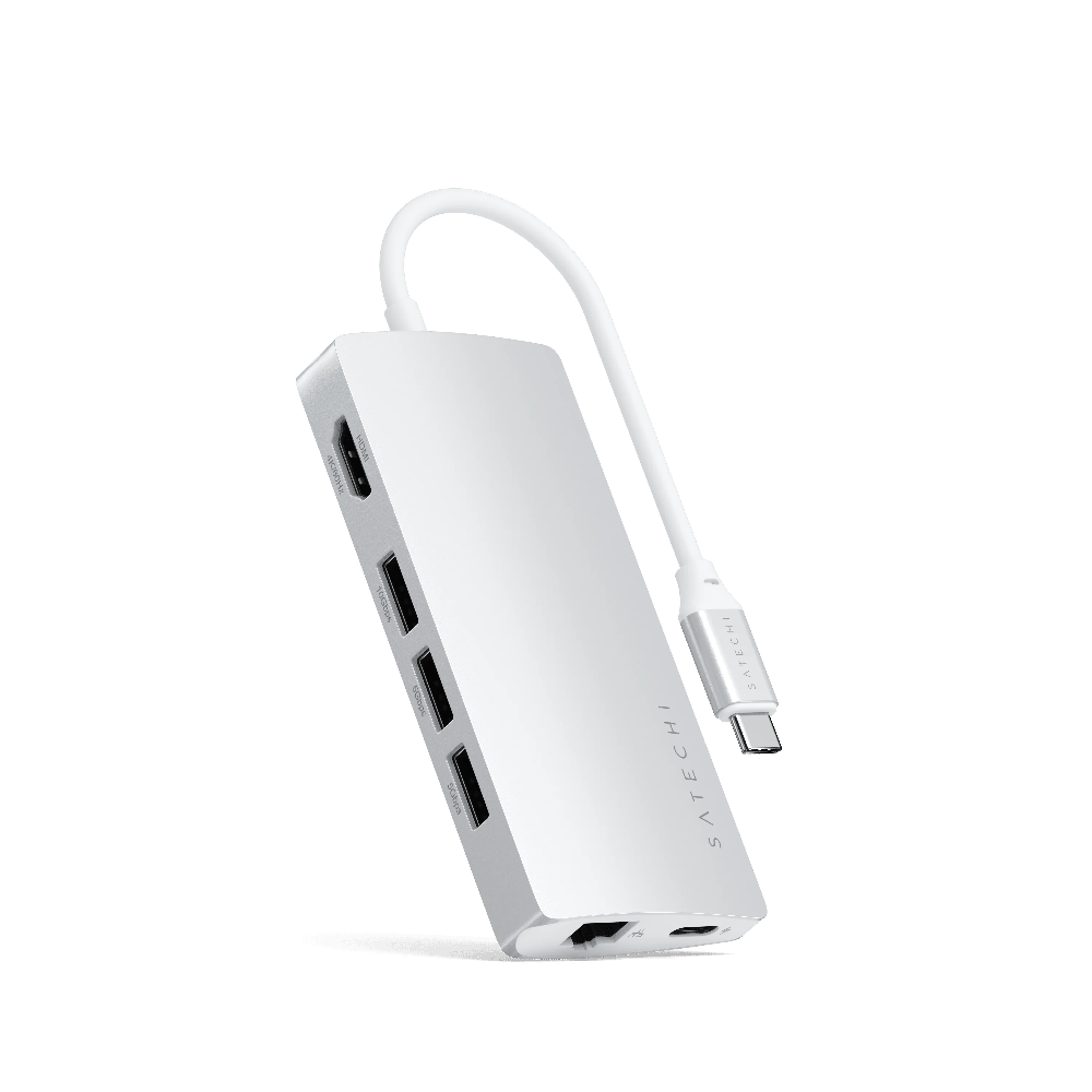 Adaptador Multipuerto Tipo C 4K Ethernet V2 - Plata