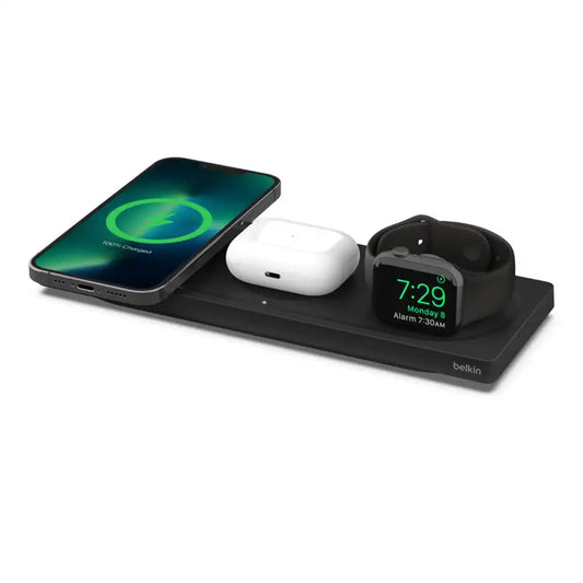 Base de Carga Inalámbrica Pad Belkin 3 en 1 con MagSafe - Negro