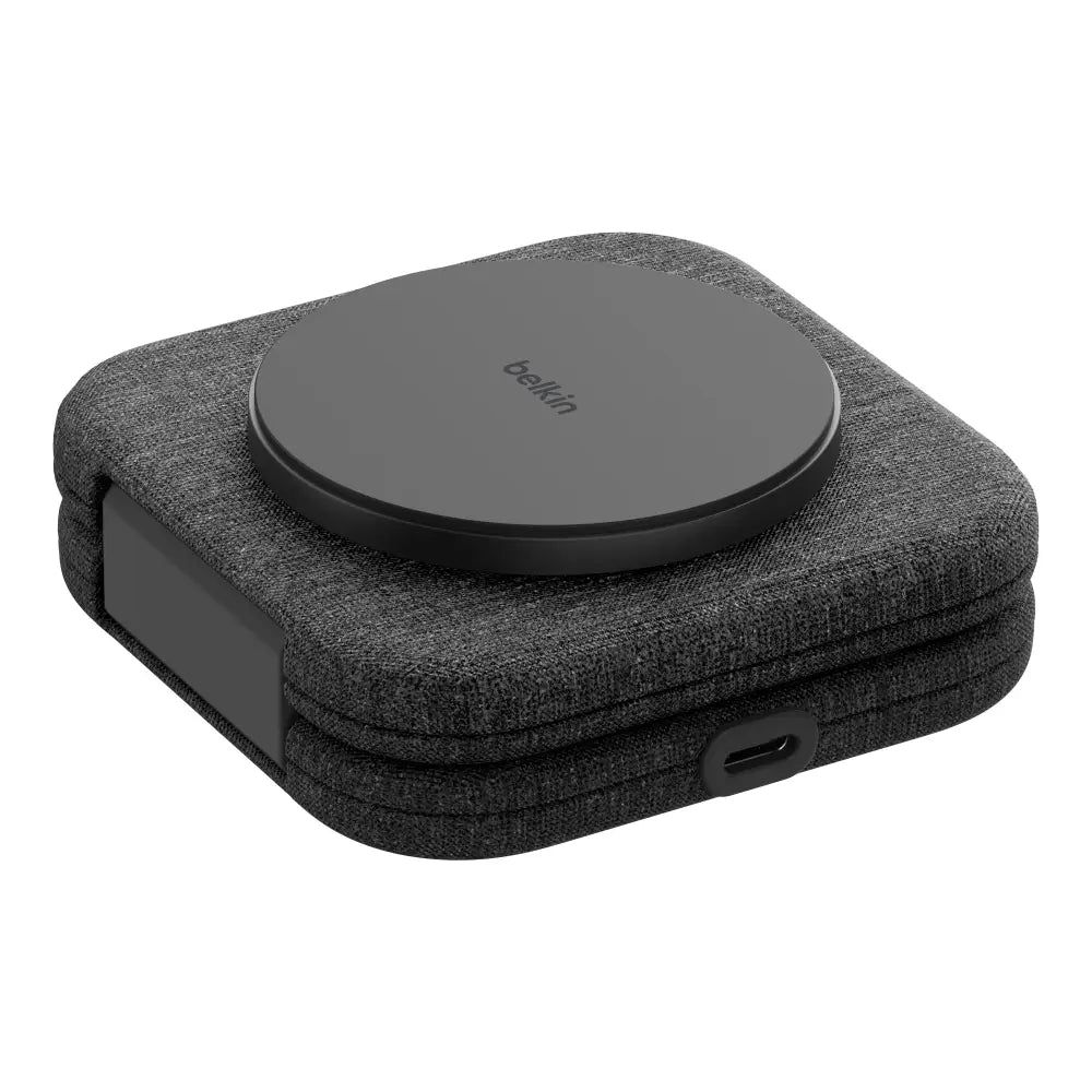 Cargador de Viaje Belkin 2 en 1 Qi2 de 15W - Gris